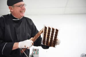 Bernard Callebaut making chocolate.