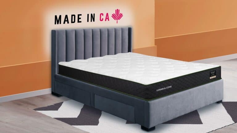 Logan & Cove Choice sitting on the bed frame in the Made in CA sleep room