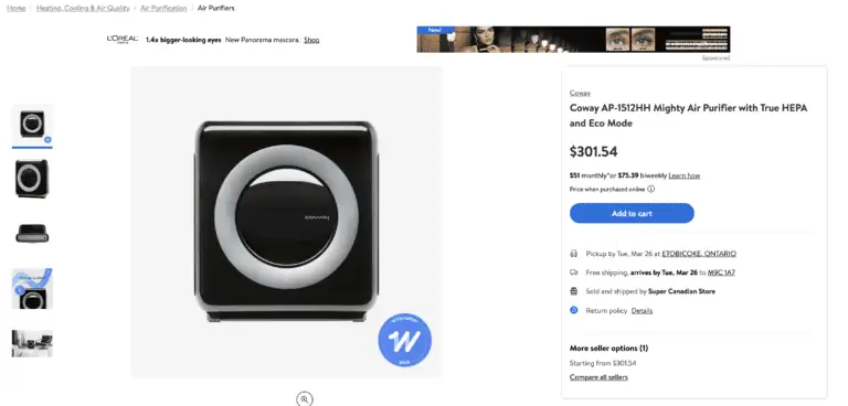 Walmart Canada Coway Airmega AP-15112HH