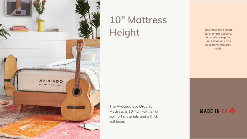 Ultimate Mattress Avocado Eco Organic Height