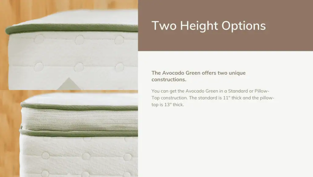 Ultimate Mattress Avocado Green Height