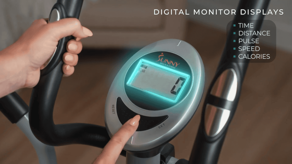 Sunny Health Fitness Upright Elliptical Monitor