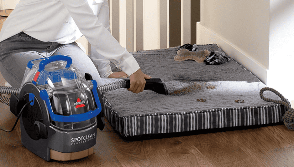 Bissell Spotclean Professional Portable Carpet and Upholstery Deep Cleaner in Use