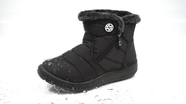 Hsyooes Women's Warm Fur Lined Winter Snow Boots Waterproofing