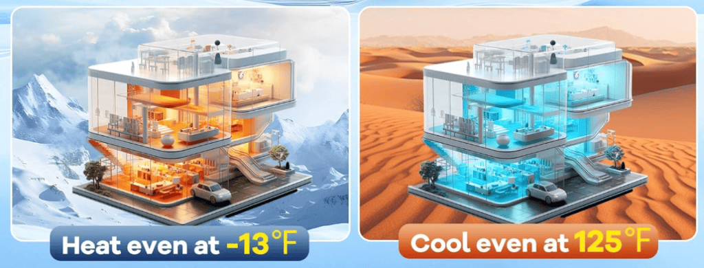 Simoe 30k Dual 2-Zone Mini Split Heating System Temperature Ratings